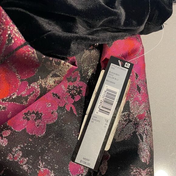 Tahari ASL Velvet Jacquard Bow Dress 18 - Picture 3 of 7